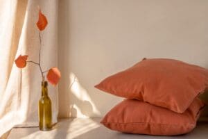 Cozy,Autumn,Home,Interior,Decor,,Warm,Terracotta,Red,Pillows,And